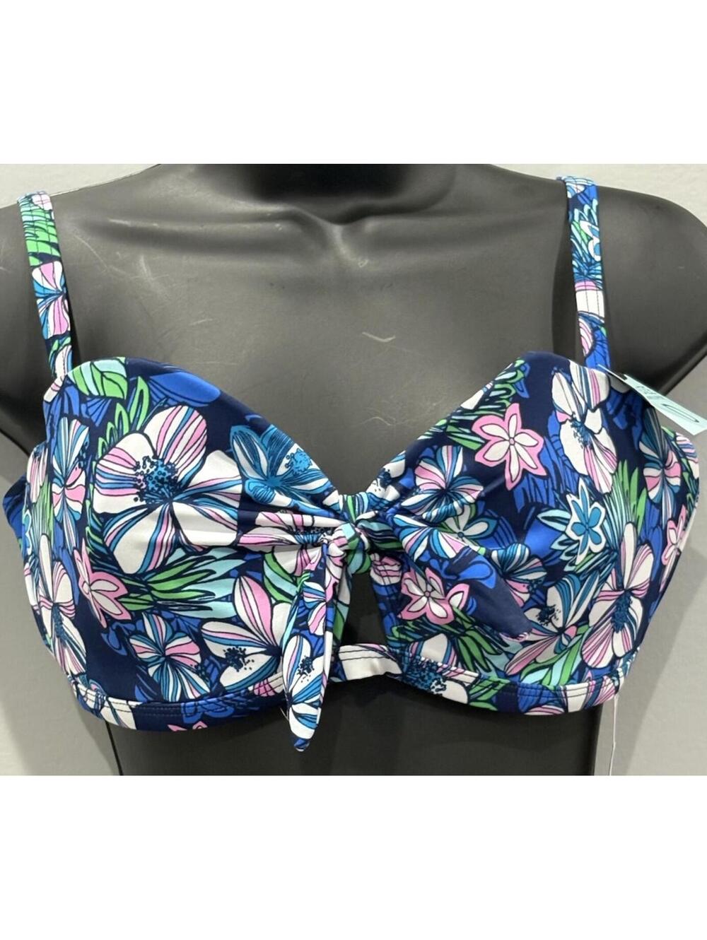 Sundazed Blue Floral Bandeau Bikini Top – Cup Size D